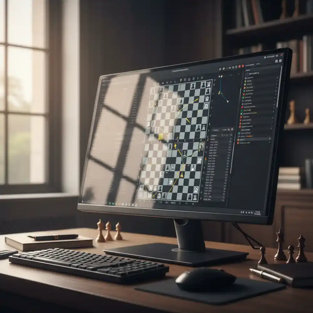Computer screen showing chess database preparation