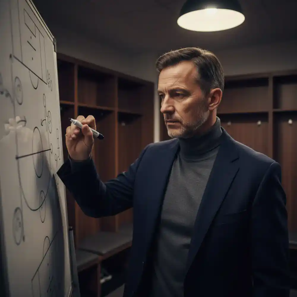 Portrait of the Lead Coach analyzing a board